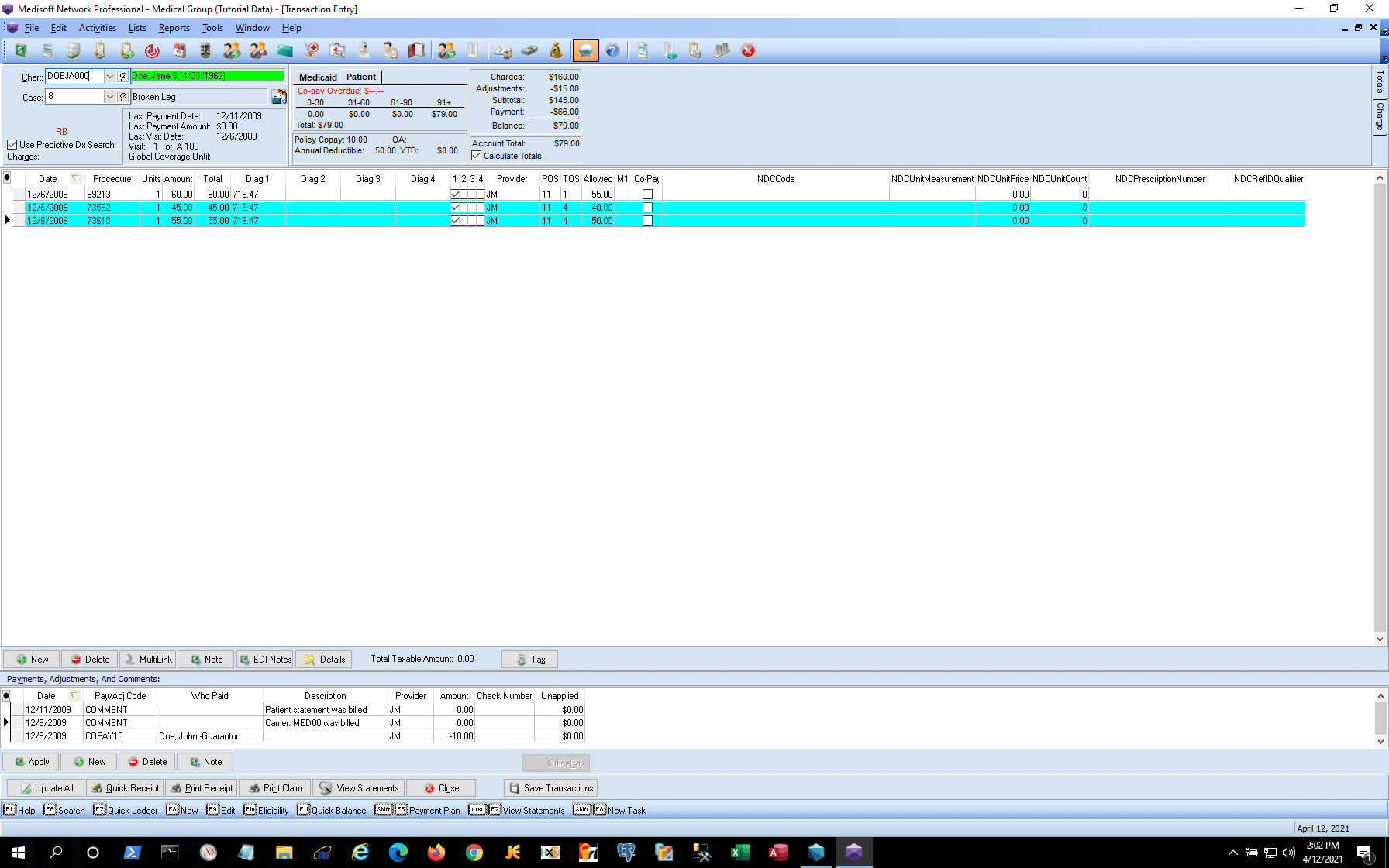 Medisoft VS Lytec - Medisoft Transaction Entry