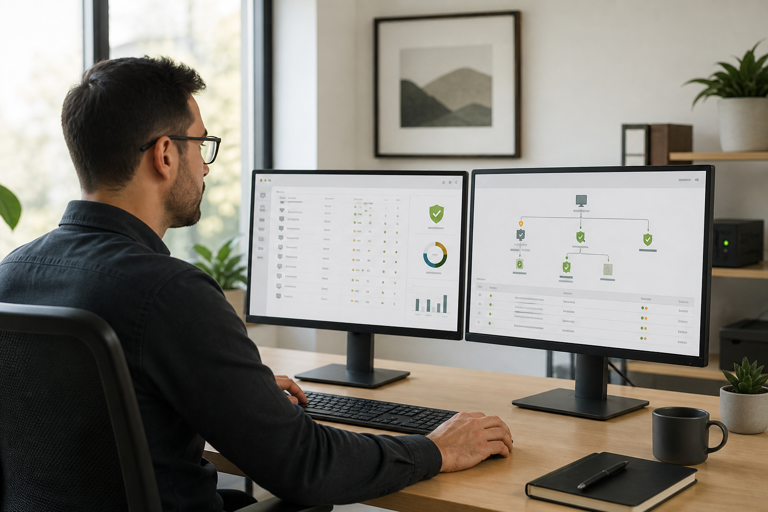 Security analyst monitoring authorized remote desktop access sessions