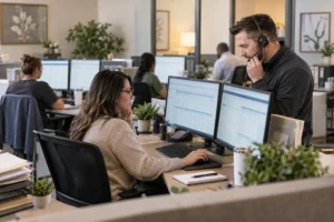 Remote IT technician assisting employees at a medical billing company