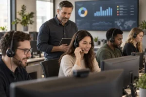 Remote IT technicians providing additional help desk capacity for an MSP