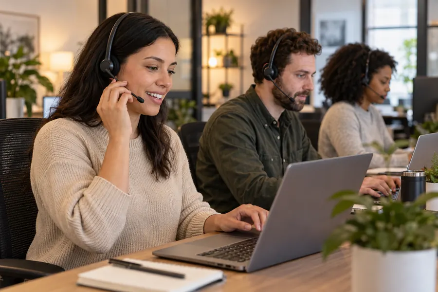 Remote technicians answering calls and documenting white-label help desk tickets