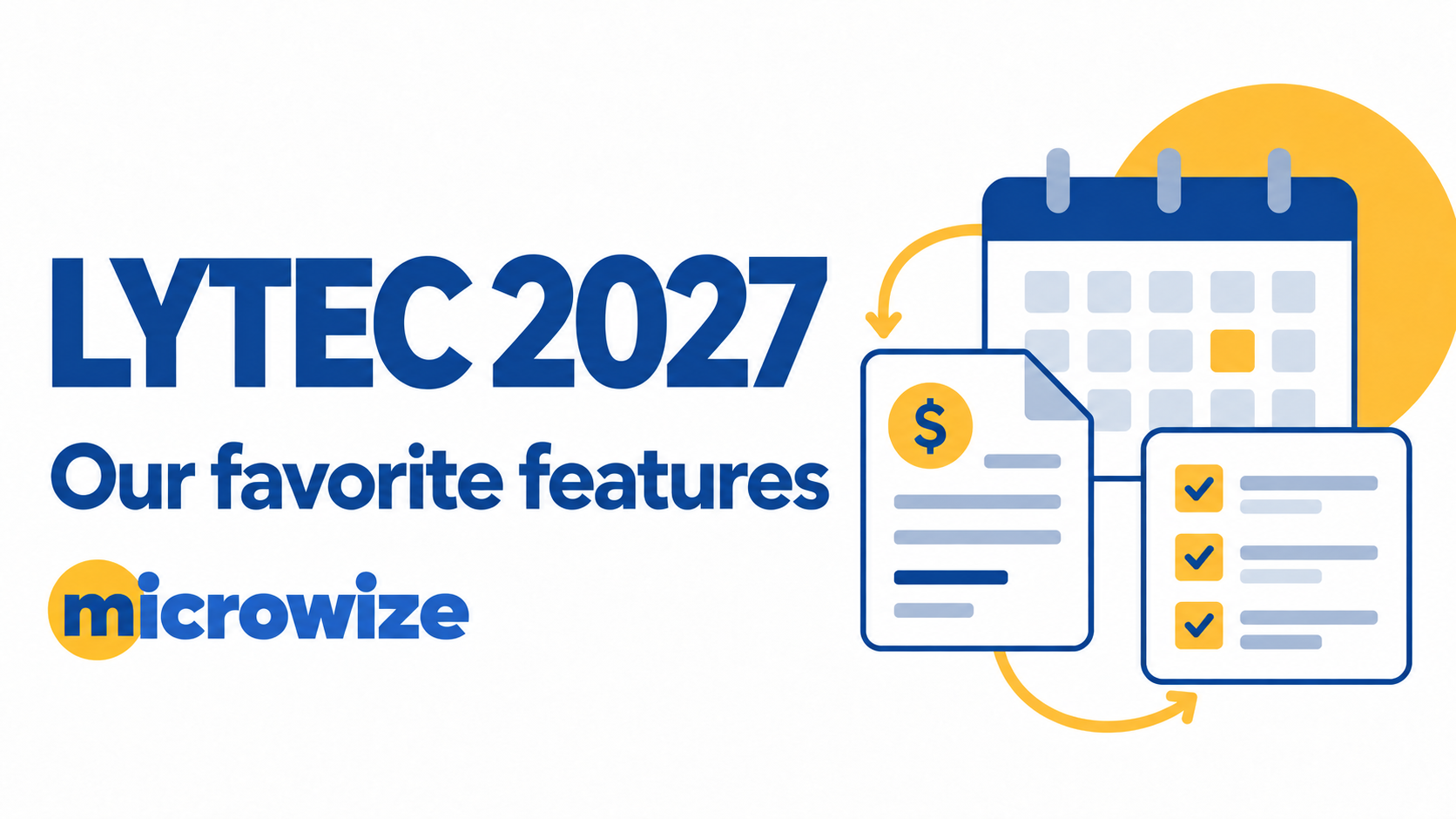 LYTEC 2027 favorite features with the Microwize logo and scheduling and billing illustrations.